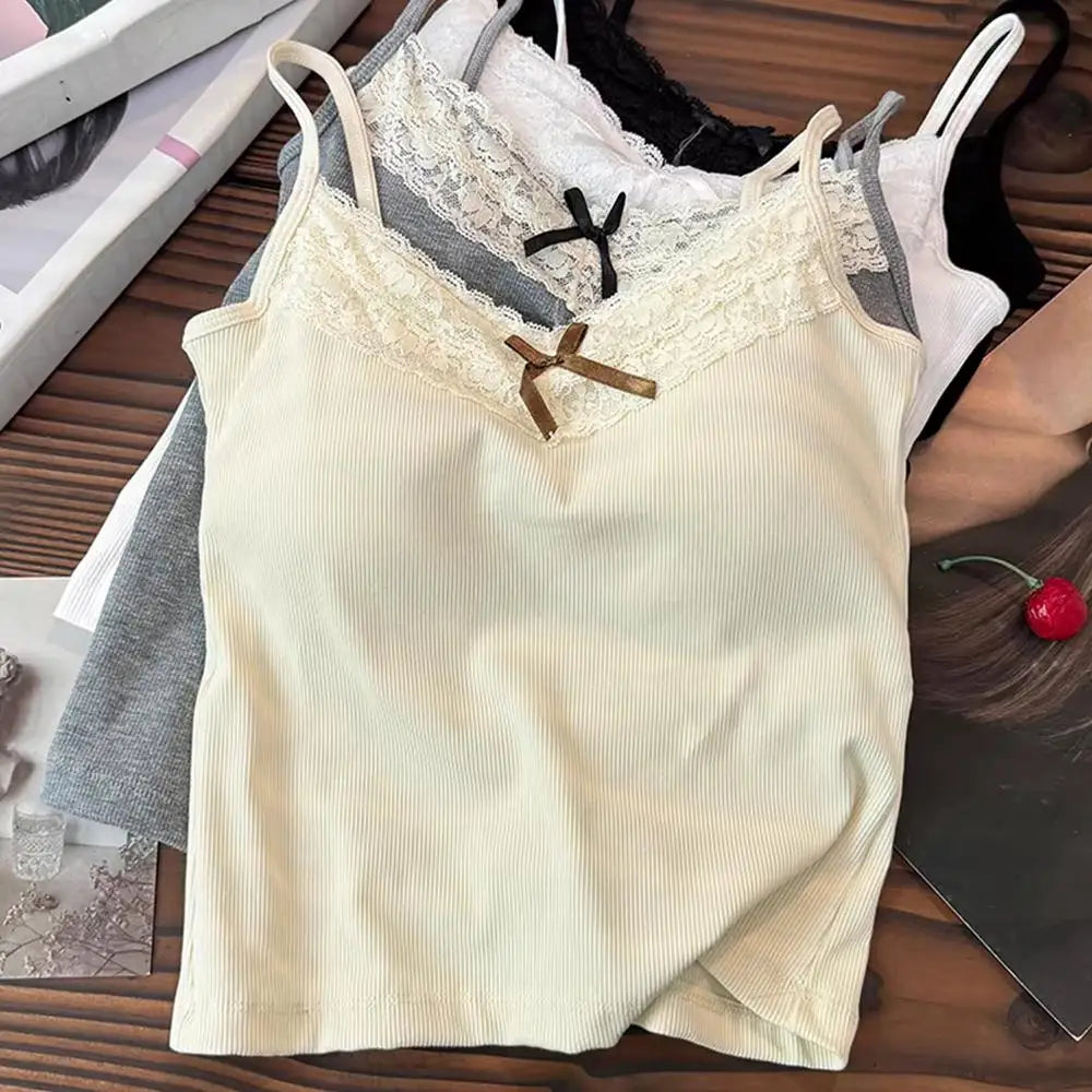 Minimalist Spaghetti Strap Knit Tank Top with Low Back Slim Everyday Fit