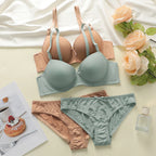 Classic Smooth Contour Push-Up Bra and Panty Set with Contrasting Trim