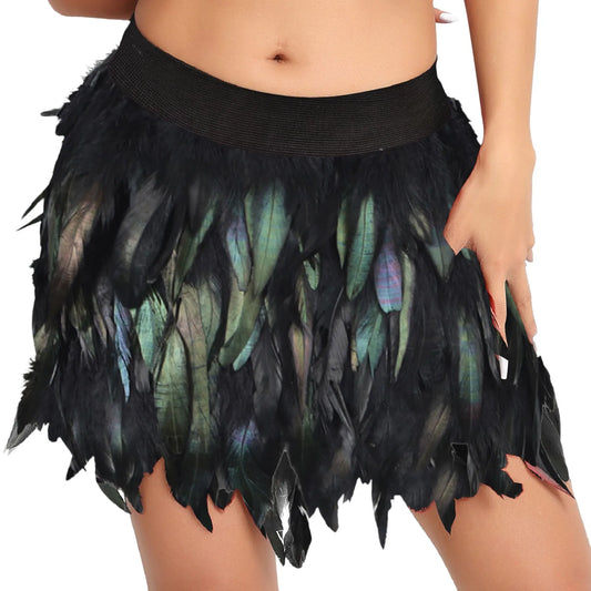 Layered Feather Inspired Mini Skirt with Textured Festival Fashion Design