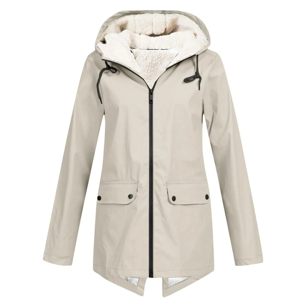 Women's Hooded Plush Lined Zip Jacket with Outdoor Inspired Everyday Comfort Style