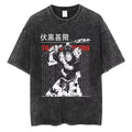 Anime Combat Graphic Oversized Vintage Wash Japanese Streetwear Cotton T-Shirt