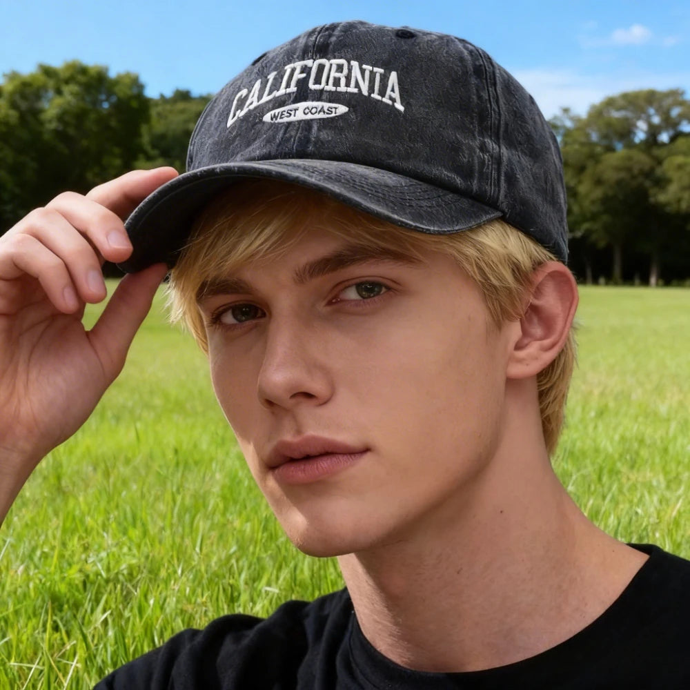 Vintage Washed Cotton Baseball Cap Curved Brim Casual Streetwear Outdoor Fashion Hat