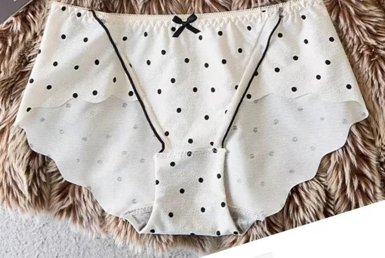 Graphic Dot Print Demi Bra and Matching Contrast-Trim Panty Set