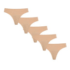 Five-Piece High-Waisted Absorbent Menstrual Thong Set with Lace Waistbands