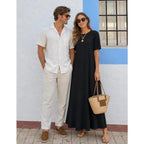 Short Sleeve Maxi T-Shirt Dress with Pockets and Relaxed Silhouette