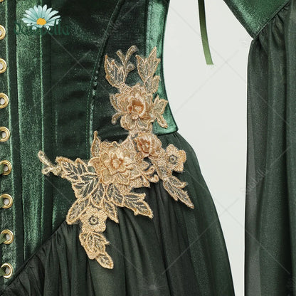 Women's Medieval-Inspired Chiffon Maxi Dress with Flowing Sleeves and Layered Skirt Design