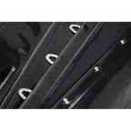 High-Shine Black Faux Leather Overbust Corset with Front Metal Busk