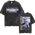 Retro Anime Goth Streetwear Tee with Vintage Manga Portrait Artwork
