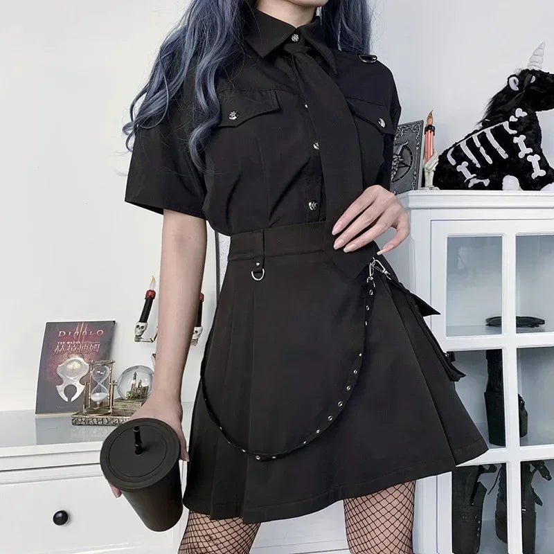 High Waist Utility Pocket Mini Skirt Punk Inspired Alternative Fashion Bottom