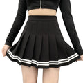 High Waist Pleated Mini Skirt Contrast Trim Alternative Fashion Bottom