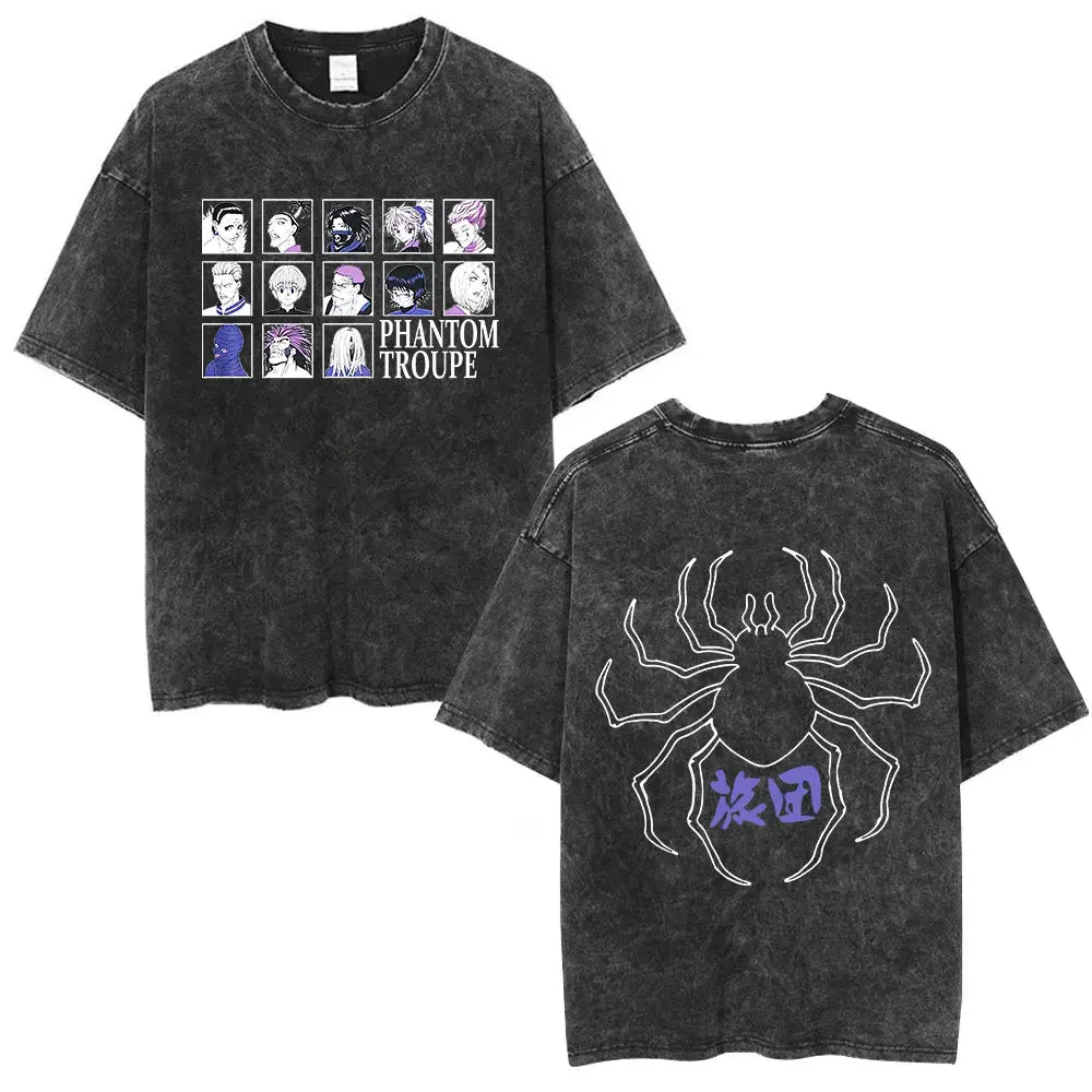 Anime Goth Spider Emblem Oversized Vintage Streetwear Graphic T-Shirt