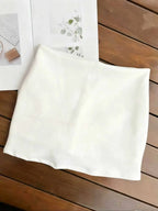 High Waist Pleated Mini Skirt with Metallic Accent A-Line Structure