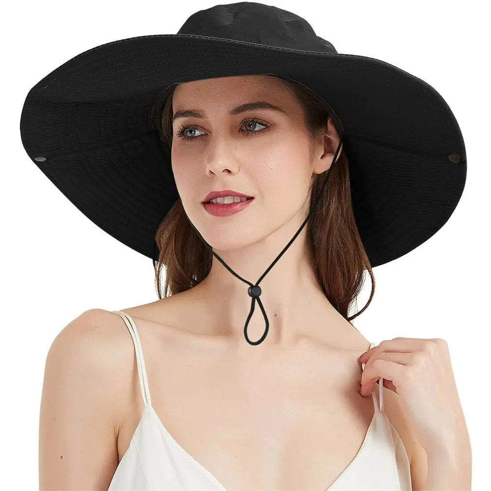 Wide Brim Boonie Sun Hat with Adjustable Chin Cord for Outdoor Adventure and Travel