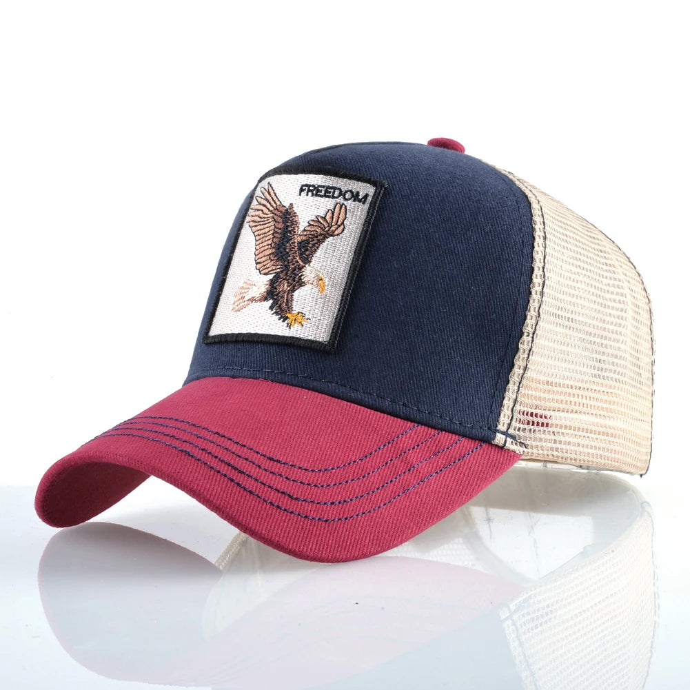 Embroidered Patch Mesh Trucker Cap Adjustable Curved Brim Casual Streetwear Outdoor Hat