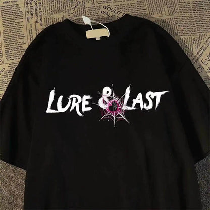 Oversized Spider Graphic Streetwear T-Shirt with Abstract Typography Artwork