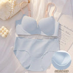 Minimalist Beige Seamless Wire-Free Bra and Brief Set