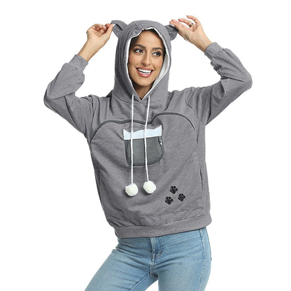 Kawaii Anime Inspired Oversized Hoodie with Interactive Plush Pocket Design