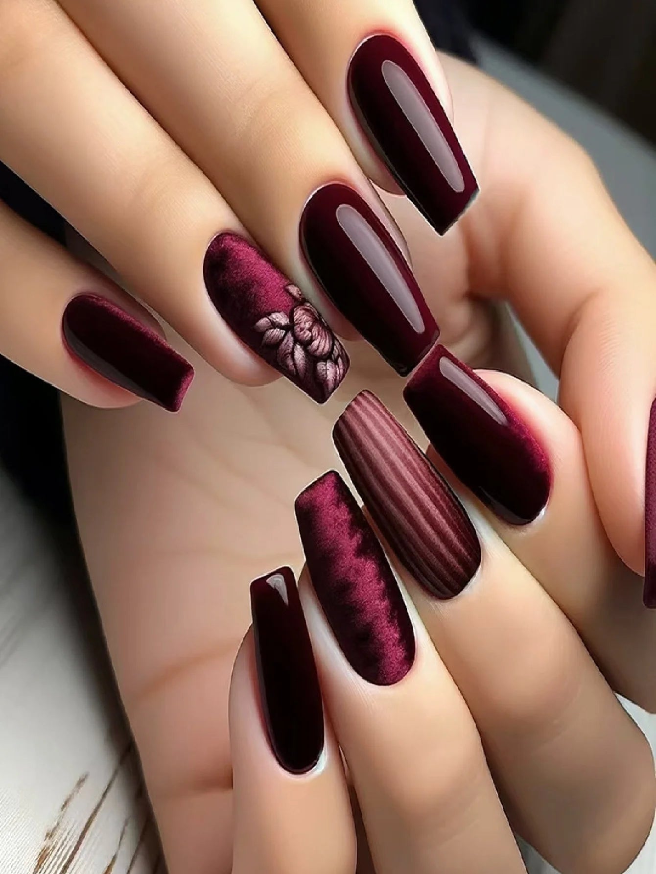 Gothic Scroll Pattern Press On Nails with Dark Feminine Artwork