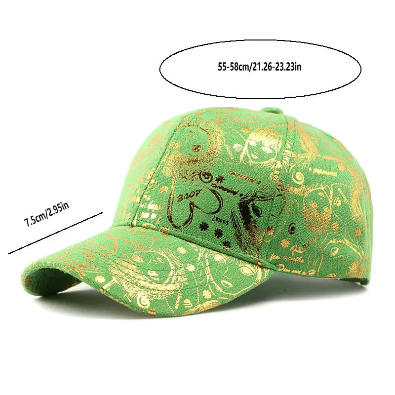 Abstract Graphic Print Baseball Cap Adjustable Curved Brim Urban Streetwear Fashion Hat