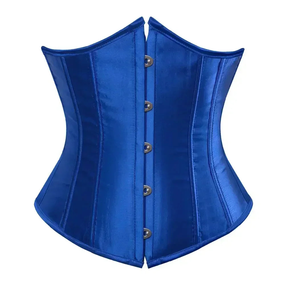 Satin Underbust Corset with Busk Front Closure and Structured Waist Silhouette