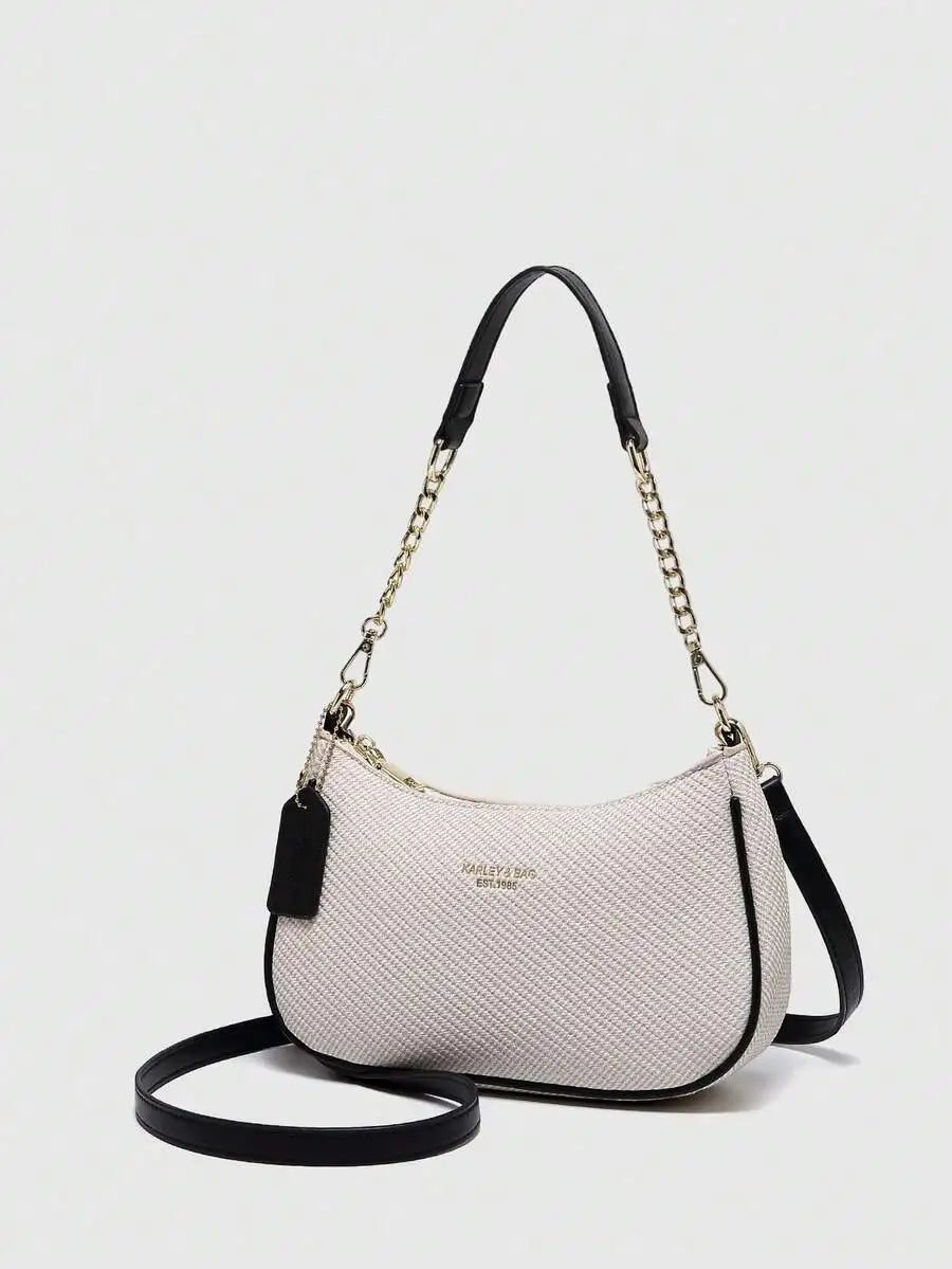 Crescent Chain Strap Shoulder Bag with Compact Y2K Inspired Silhouette