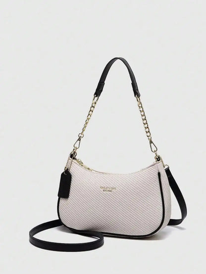 Crescent Chain Strap Shoulder Bag with Compact Y2K Inspired Silhouette