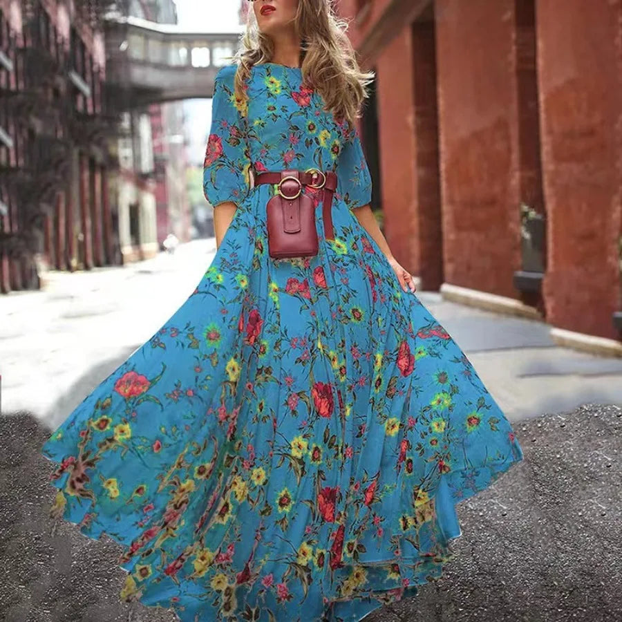 Vintage Floral Gothic Lolita Inspired Cottagecore Maxi Dress