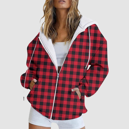 Women's Gradient Zip-Up Hoodie with Relaxed Casual Streetwear Everyday Layering Fit