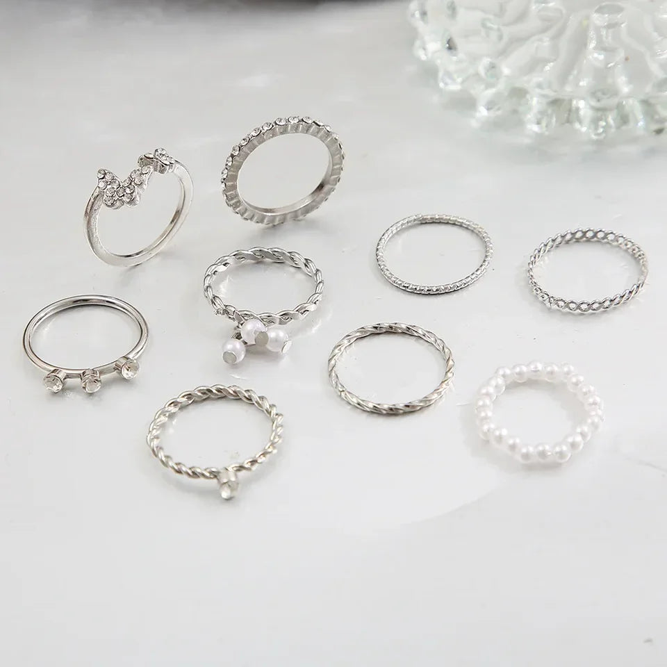 Vintage Butterfly and Floral Ring Set for Y2K Fairy Grunge Styling