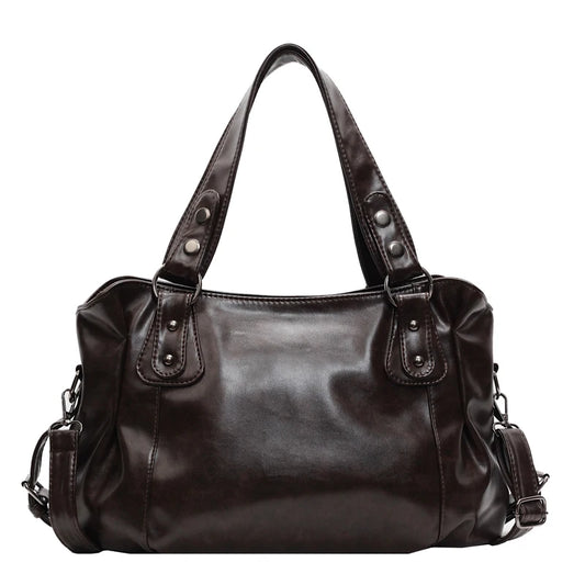 Large Capacity PU Leather Hobo Tote Bag with Soft Shoulder Design