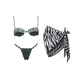 Three-Piece Zebra Print Swimwear Set with Matching Sheer Mesh Pants