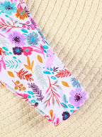 Bright Floral Print Underwire Bikini Set with Adjustable String-Tie Bottom