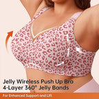 Pink Leopard Print Seamless Wire-Free Full-Coverage Support Bra