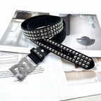 Rhinestone Studded Statement Belt for Y2K Glam Alternative Fashion
