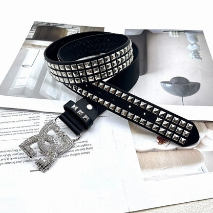 Rhinestone Studded Statement Belt for Y2K Glam Alternative Fashion