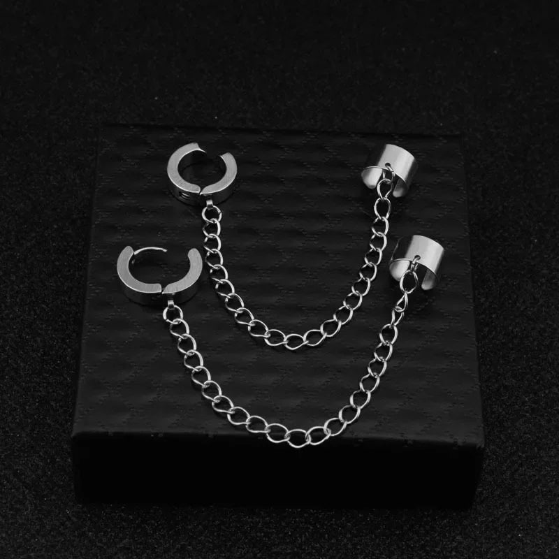 Chain Dangle Ear Cuff for Gothic Punk Alternative Fashion Styling