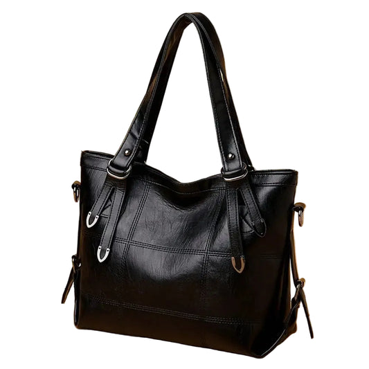 Soft Structured Everyday Tote Shoulder Bag with Double Handle Design