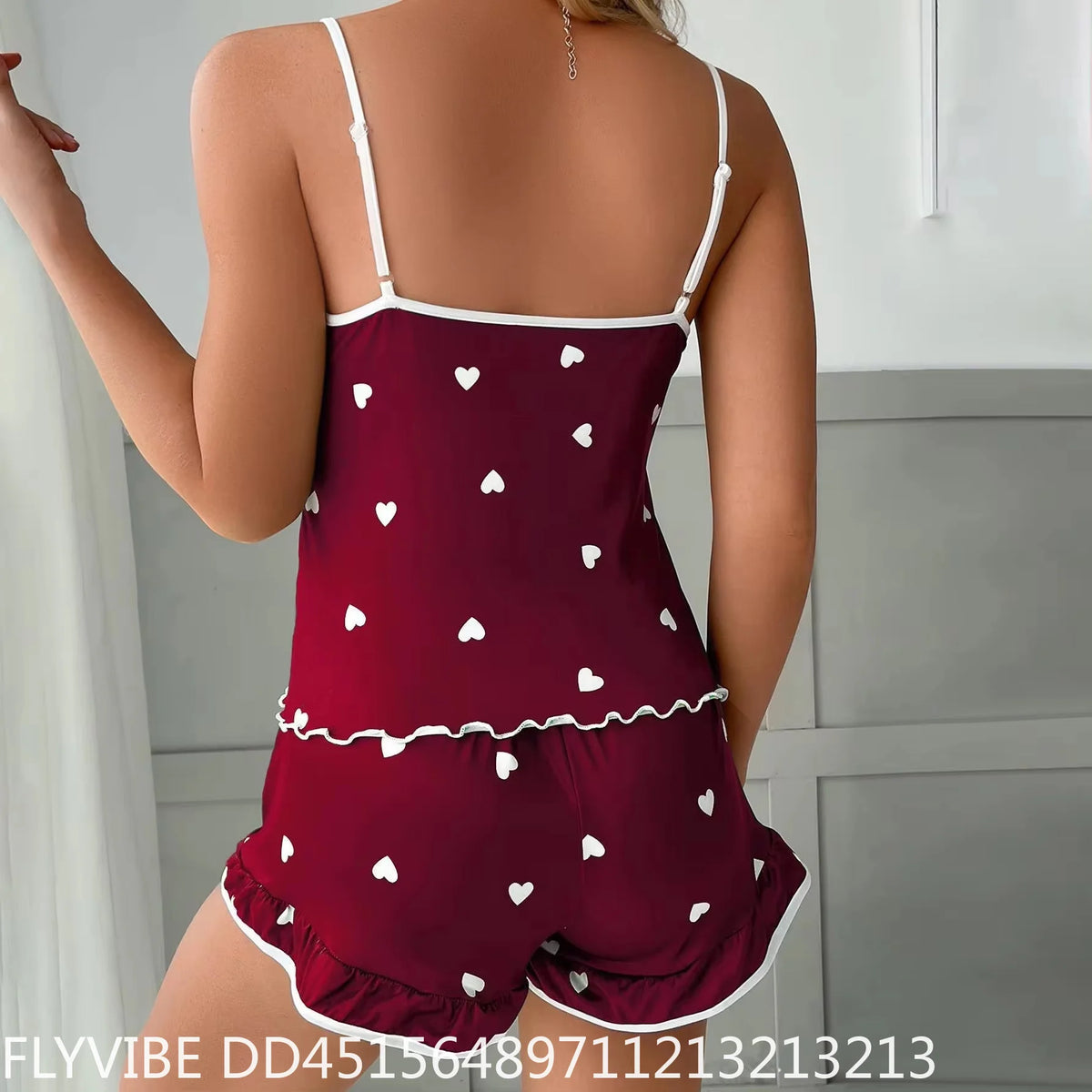 Women's Plus-Size Printed Cami and Shorts Pajama Set, Sleeveless Spaghetti-Strap Loungewear with Playful Geometric Pattern