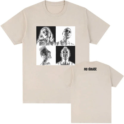 Vintage Portrait Graphic Cotton Streetwear T-Shirt with Artistic Collage Design