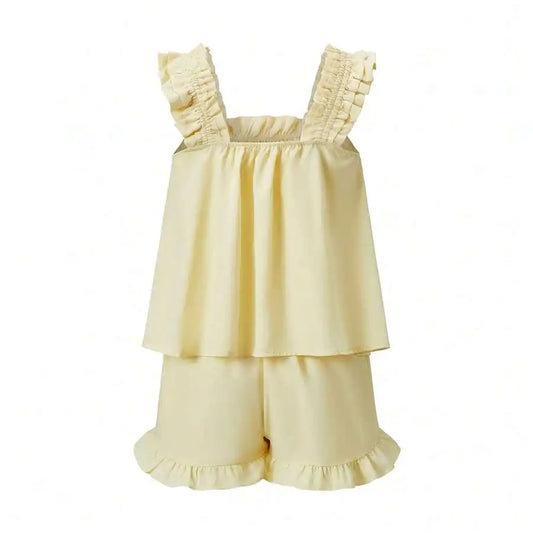 Ruffle Sleeve Tank Top and Shorts Summer Lounge Co-Ord Set for Women