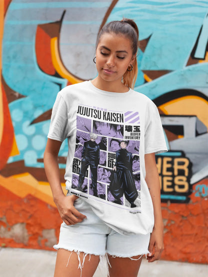 Goth Retro Manga Streetwear Tee with Dark Panel Graphic Design