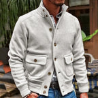 Men's Knit Button Front Cardigan Jacket with Utility Pockets for Contemporary Casual Streetwear