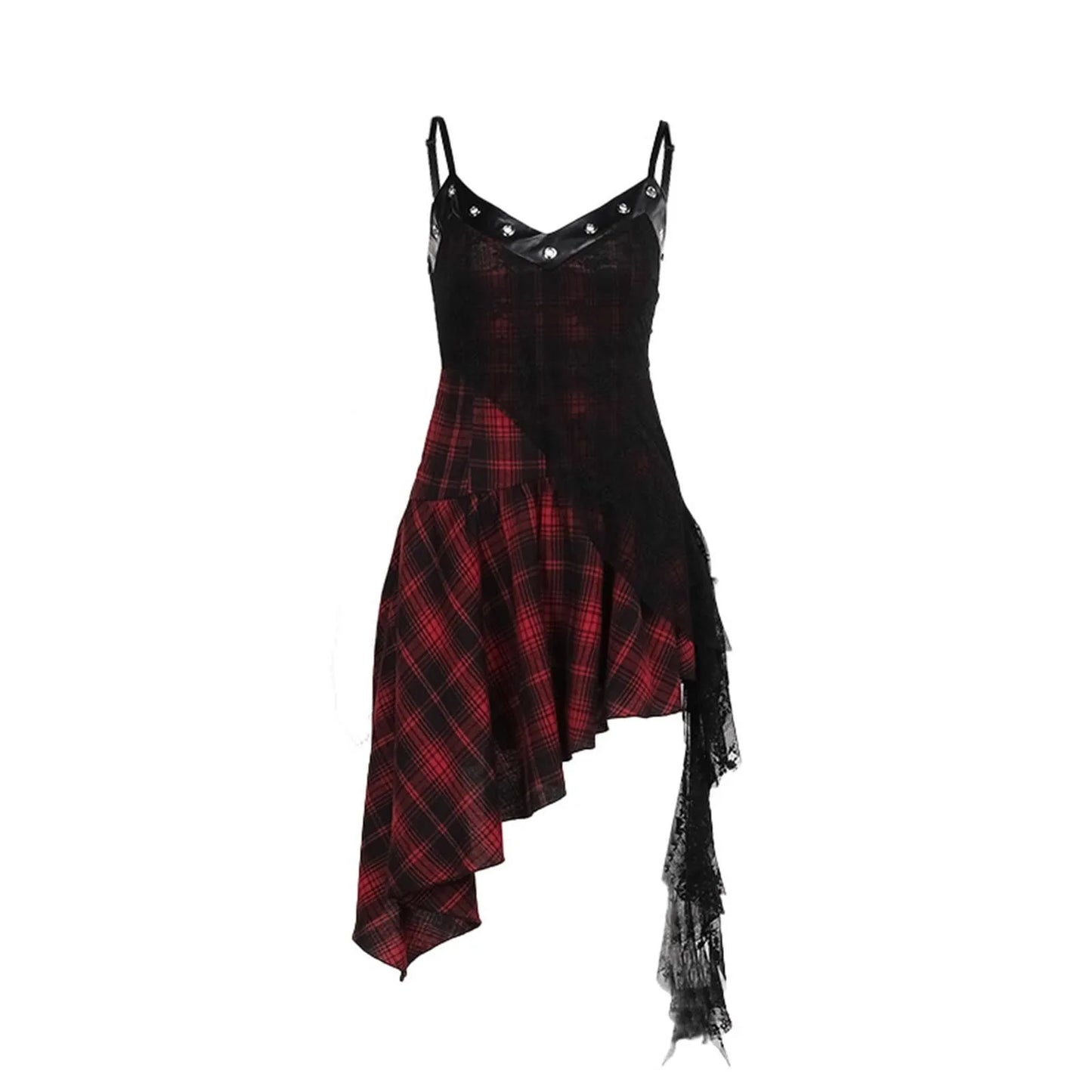 Plaid Corset Gothic Dress with Punk Alternative Streetwear Style