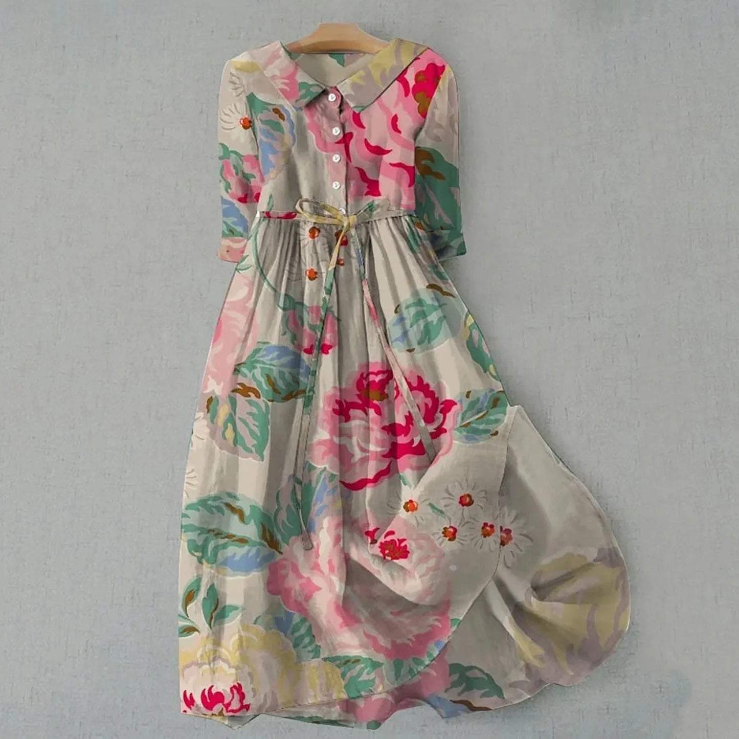 Vintage Embroidered Waist Detail Cottagecore Alternative Midi Dress