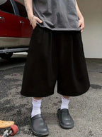 Men's Loose Fit Mid Length Casual Shorts with Elastic Waist and Minimalist Streetwear Style