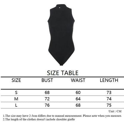 High Neck Sleeveless Bodycon Bodysuit for Gothic and Alternative Streetwear