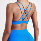 Women's Cross-Back Fitness Sports Bra with Chest Pad, Breathable Knit Fabric and High-Strength Support for Gym, Yoga and Training