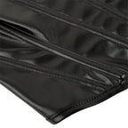 Strapless Faux Leather Corset Top with Structured Paneling and Sculpted Fit