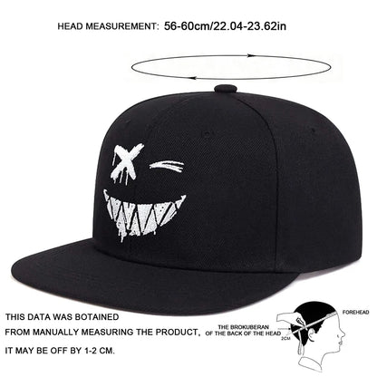 Graphic Embroidered Flat Brim Snapback Cap Adjustable Hip Hop Streetwear Fashion Hat