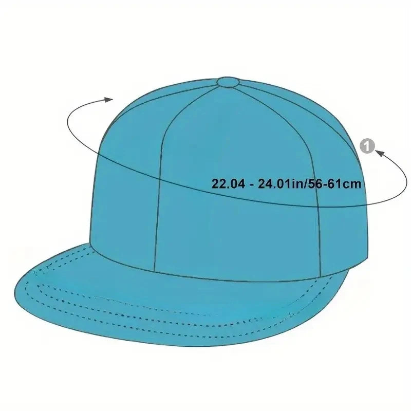 Embroidered Flat Brim Snapback Cap Adjustable Streetwear Hip Hop Baseball Hat